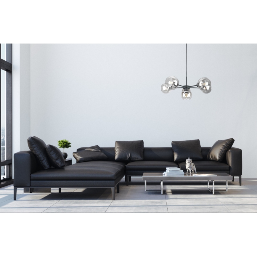 Luster na sajli KALIOPE 6xE27/60W/230V crna/prozirna