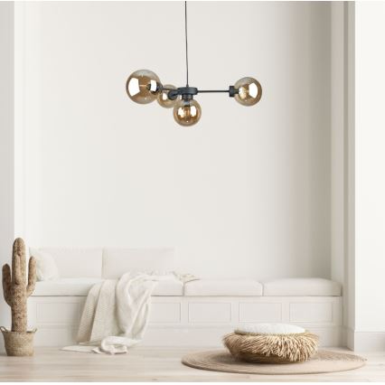 Luster na sajli KALIOPE II 4xE14/50W/230V crna/dimna bež