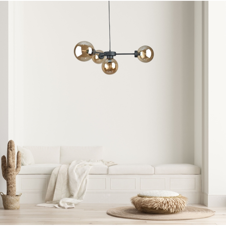 Luster na sajli KALIOPE II 4xE14/50W/230V crna/dimna bež