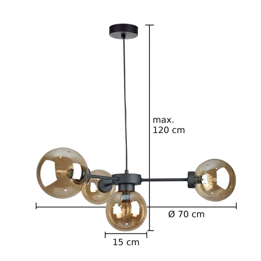 Luster na sajli KALIOPE II 4xE14/50W/230V crna/dimna bež