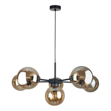 Luster na sajli KALIOPE II 6xE14/50W/230V crna/dimna bež