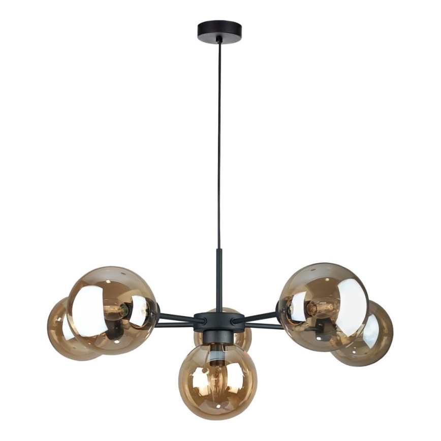 Luster na sajli KALIOPE II 6xE14/50W/230V crna/dimna bež