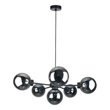 Luster na sajli KALIOPE II 6xE14/50W/230V crna/dimna crna