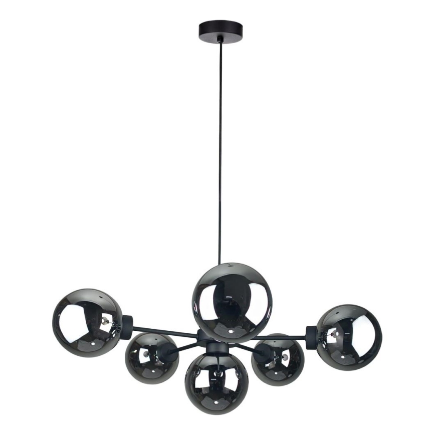 Luster na sajli KALIOPE II 6xE14/50W/230V crna/dimna crna