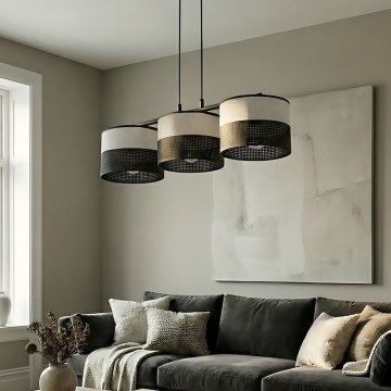 Luster na sajli KARBON 3xE27/15W/230V crna/siva