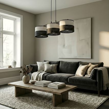 Luster na sajli KARBON 3xE27/15W/230V crna/siva