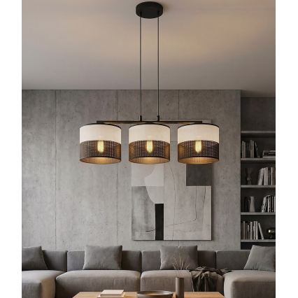 Luster na sajli KARBON 3xE27/15W/230V crna/siva