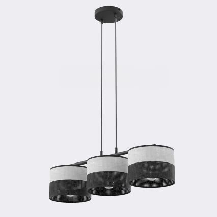 Luster na sajli KARBON 3xE27/15W/230V crna/siva