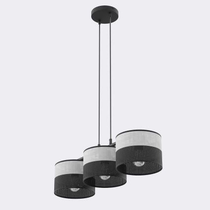 Luster na sajli KARBON 3xE27/15W/230V crna/siva
