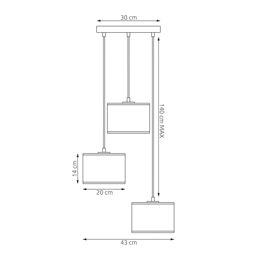 Luster na sajli KARBON 3xE27/15W/230V crna/smeđa