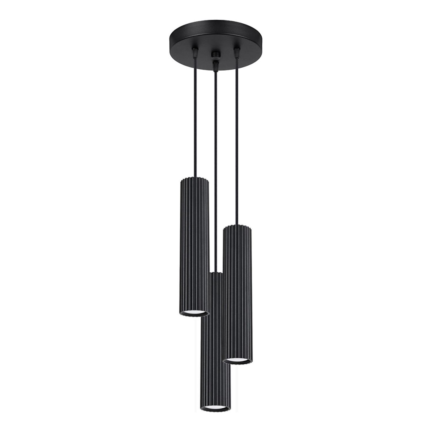 Luster na sajli KARBON 3xGU10/10W/230V crna
