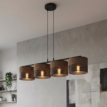 Luster na sajli KARBON 4xE27/15W/230V crna/smeđa
