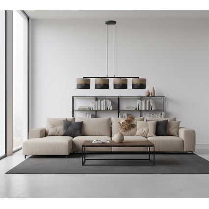 Luster na sajli KARBON 4xE27/15W/230V crna/smeđa