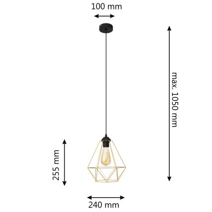 Luster na sajli KARO 1xE27/15W/230V zlatna/crna