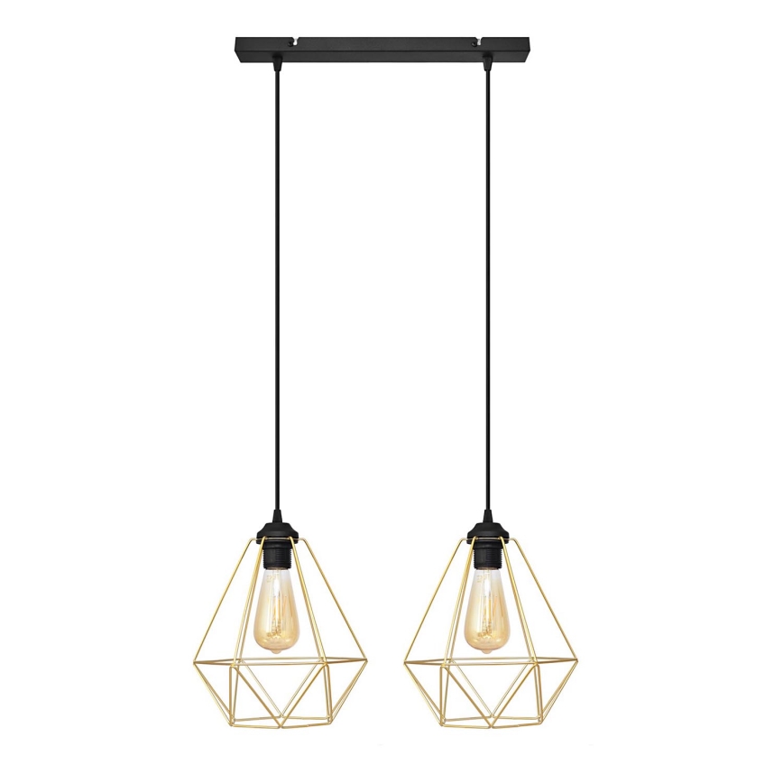 Luster na sajli KARO 2xE27/15W/230V zlatna/crna