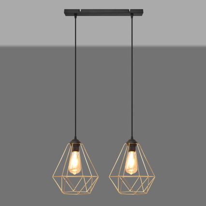 Luster na sajli KARO 2xE27/15W/230V zlatna/crna