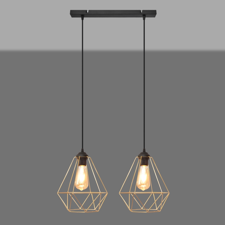 Luster na sajli KARO 2xE27/15W/230V zlatna/crna