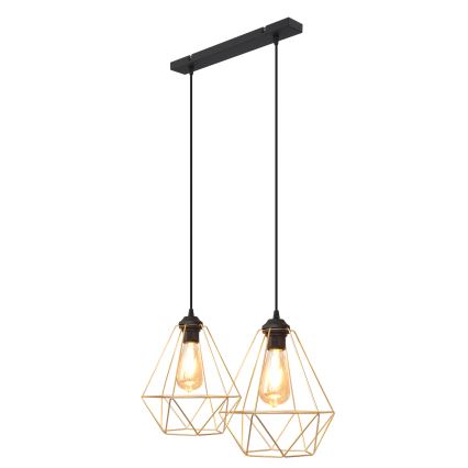 Luster na sajli KARO 2xE27/15W/230V zlatna/crna
