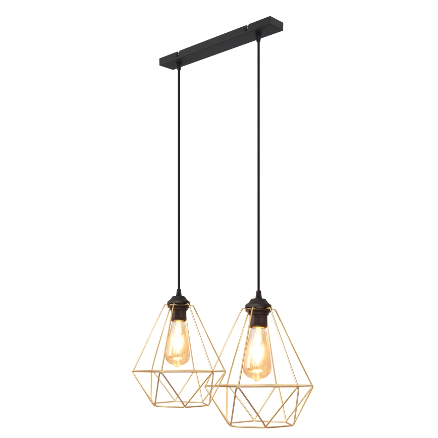 Luster na sajli KARO 2xE27/15W/230V zlatna/crna