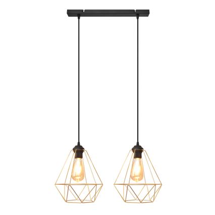 Luster na sajli KARO 2xE27/15W/230V zlatna/crna