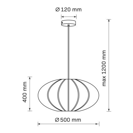 Luster na sajli KINU 1xE27/20W/230V pr. 50 cm crna