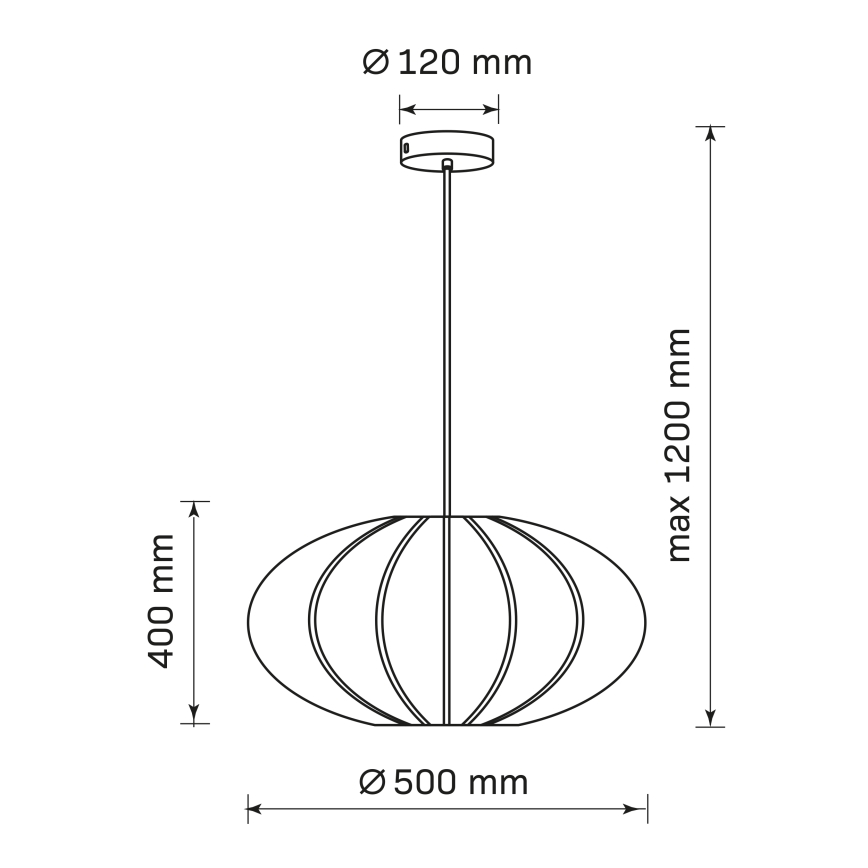Luster na sajli KINU 1xE27/20W/230V pr. 50 cm crna