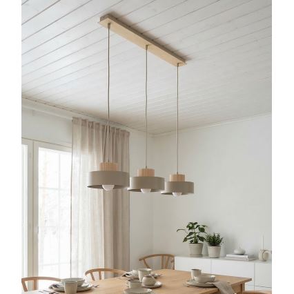 Luster na sajli KIVI 3xE27/15W/230V bež