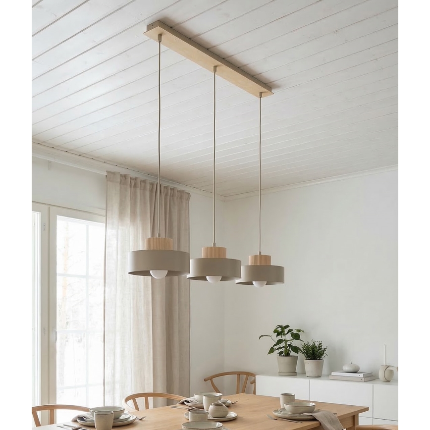 Luster na sajli KIVI 3xE27/15W/230V bež