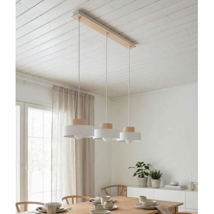 Luster na sajli KIVI 3xE27/15W/230V bijela