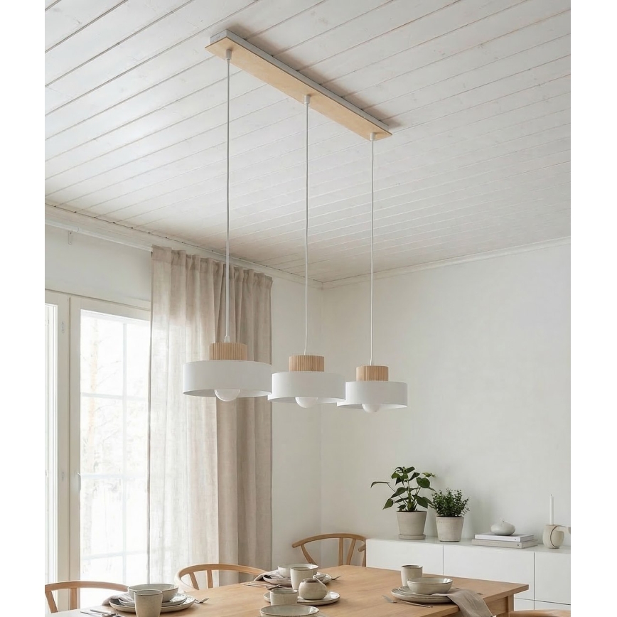 Luster na sajli KIVI 3xE27/15W/230V bijela