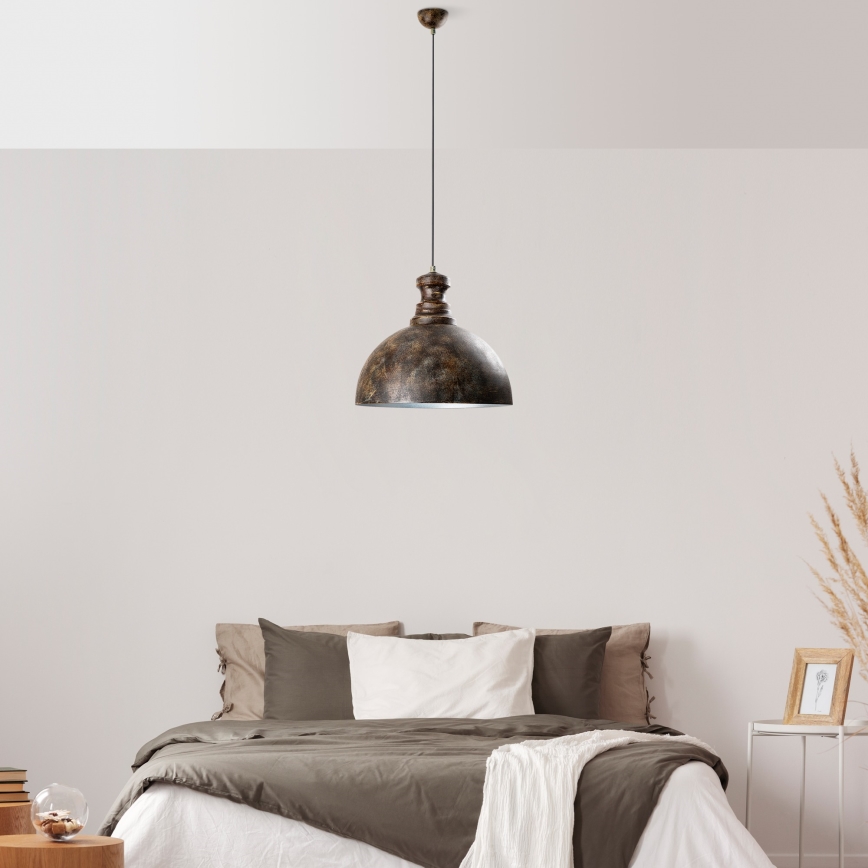 Luster na sajli KURE 1xE27/40W/230V pr. 40 cm siva