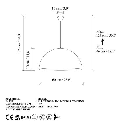 Luster na sajli KURE 1xE27/40W/230V zlatna