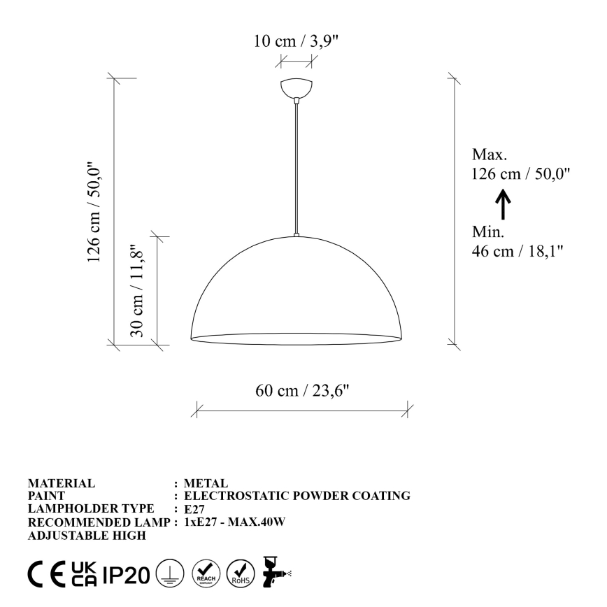 Luster na sajli KURE 1xE27/40W/230V zlatna