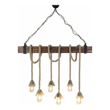 Luster na sajli KUTUK 6xE27/40W/230V borovina