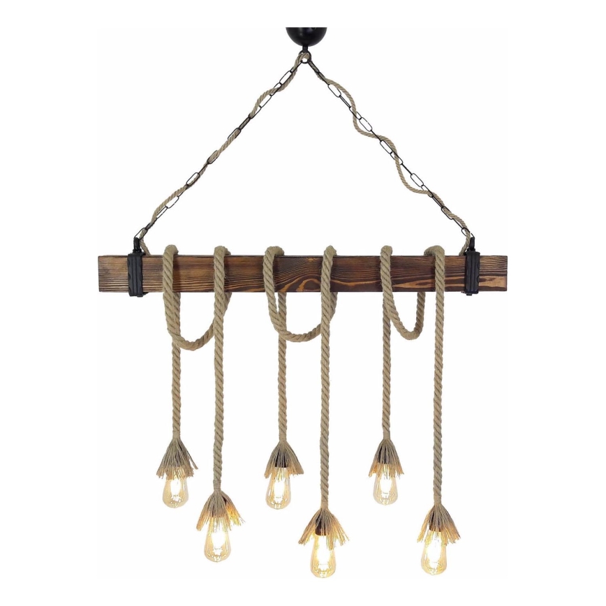 Luster na sajli KUTUK 6xE27/40W/230V borovina