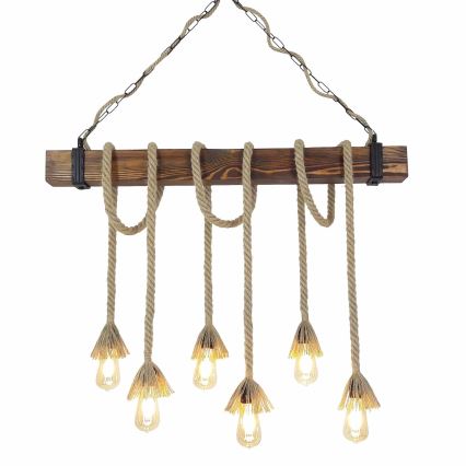Luster na sajli KUTUK 6xE27/40W/230V borovina