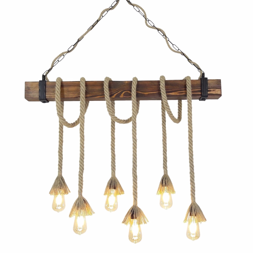 Luster na sajli KUTUK 6xE27/40W/230V borovina