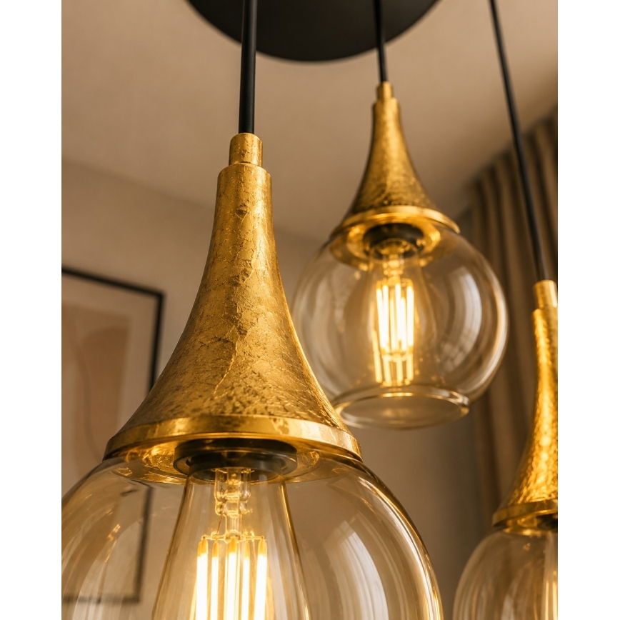 Luster na sajli LACRIMA HONEY 3xE27/60W/230V pr. 30 cm