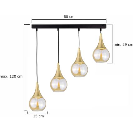 Luster na sajli LACRIMA HONEY 4xE27/60W/230V