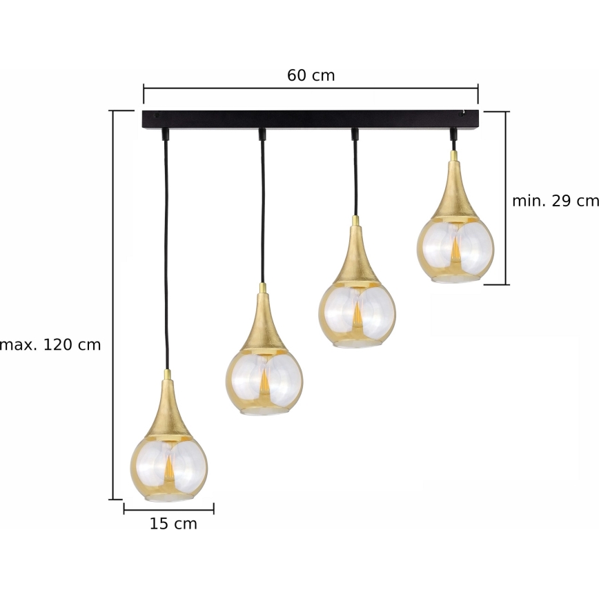 Luster na sajli LACRIMA HONEY 4xE27/60W/230V