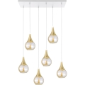 Luster na sajli LACRIMA HONEY 6xE27/60W/230V bijela/zlatna/dimna bež