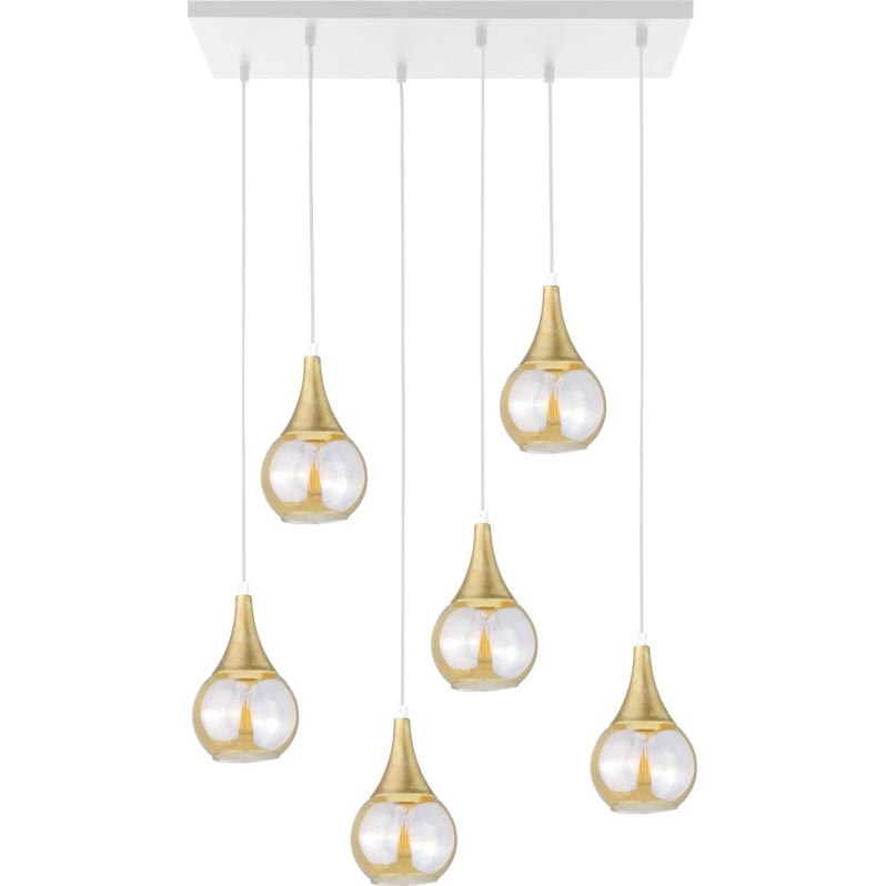 Luster na sajli LACRIMA HONEY 6xE27/60W/230V bijela/zlatna/dimna bež