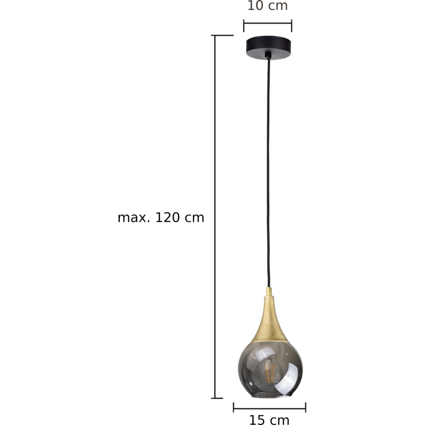 Luster na sajli LACRIMA SMOKY 1xE27/60W/230V