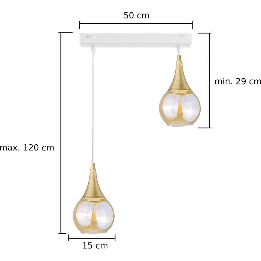 Luster na sajli LACRIMA WHITE 2xE27/60W/230V