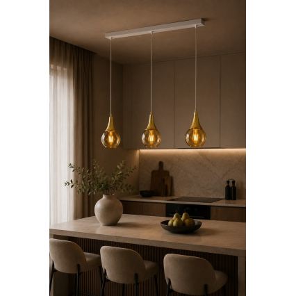 Luster na sajli LACRIMA WHITE 3xE27/60W/230V