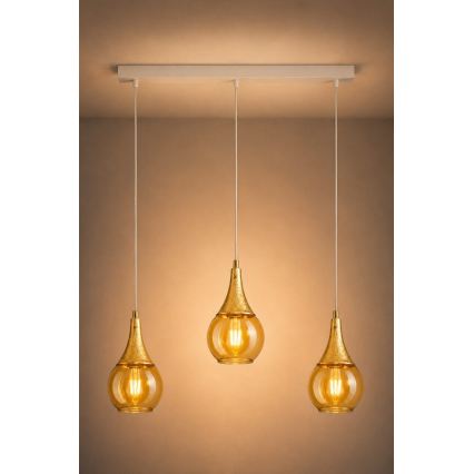 Luster na sajli LACRIMA WHITE 3xE27/60W/230V