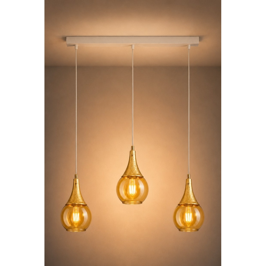 Luster na sajli LACRIMA WHITE 3xE27/60W/230V
