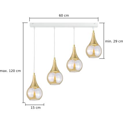 Luster na sajli LACRIMA WHITE 4xE27/60W/230V