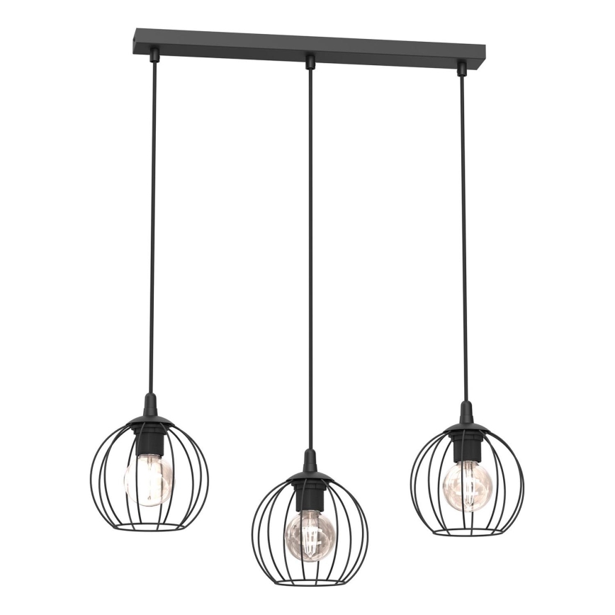 Luster na sajli LAPS 3xE27/15W/230W crna