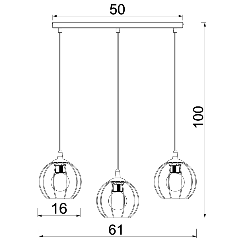 Luster na sajli LAPS 3xE27/15W/230W crna